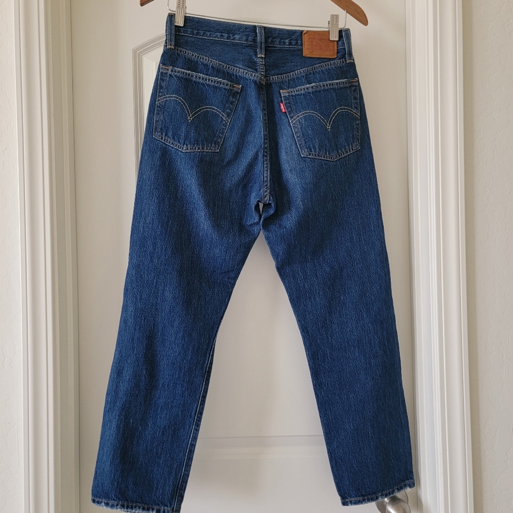 Levi's Blue Distressed Cropped Ankle Jeans - Picture 2 of 5